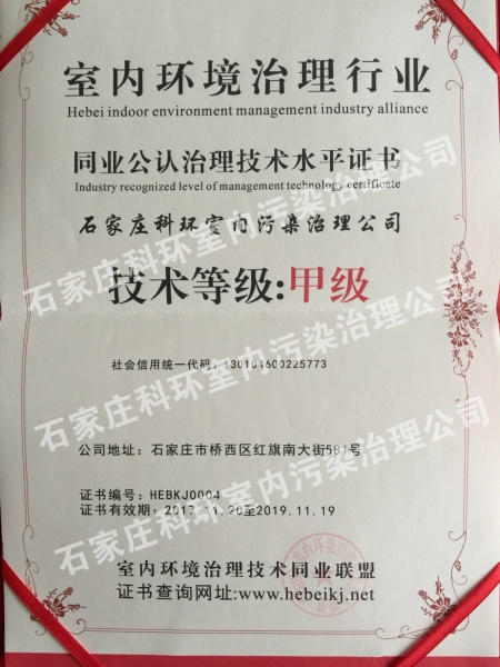 甲级治理资质证书